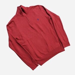 Mens Y2K Style Preppy Professional Polo Ralph Lauren Pink 1/4 Zip Sweater